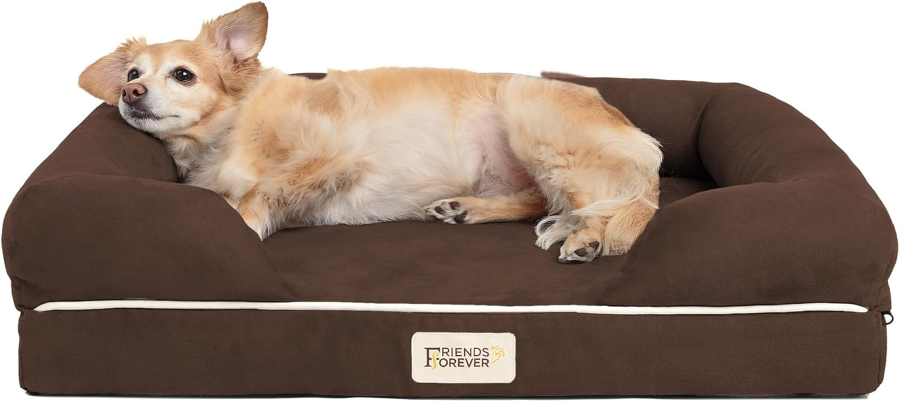 Orthopedic Dog Bed, Memory Foam Pet Sofa, Calming Dog Couch, Water Resistant Pet Bed, Washable Cover, Non-Slip Bottom, Chester, Cocoa Brown, 25" X 20" X 5.5"
