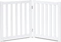 Wooden Free Standing Dog Gate 40" W X 24" H, Foldable Solid Hardwood Pet Safety Fence for House Doorways, Stairs, Hallways, Step-Over Pet Barrier, No Drill Easy Setup, White