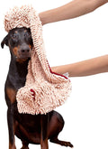 Soggy Doggy Super Shammy Absorbent Dog Towel, Beige, 31X14 | Hand-Pocket Design; Noodle-Texture Chenille; Gentle on Paws & Skin; for Bath Time, Beach, Muddy Walks; Quick-Dry