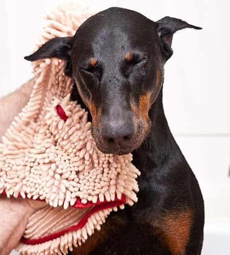 Soggy Doggy Super Shammy Absorbent Dog Towel, Beige, 31X14 | Hand-Pocket Design; Noodle-Texture Chenille; Gentle on Paws & Skin; for Bath Time, Beach, Muddy Walks; Quick-Dry