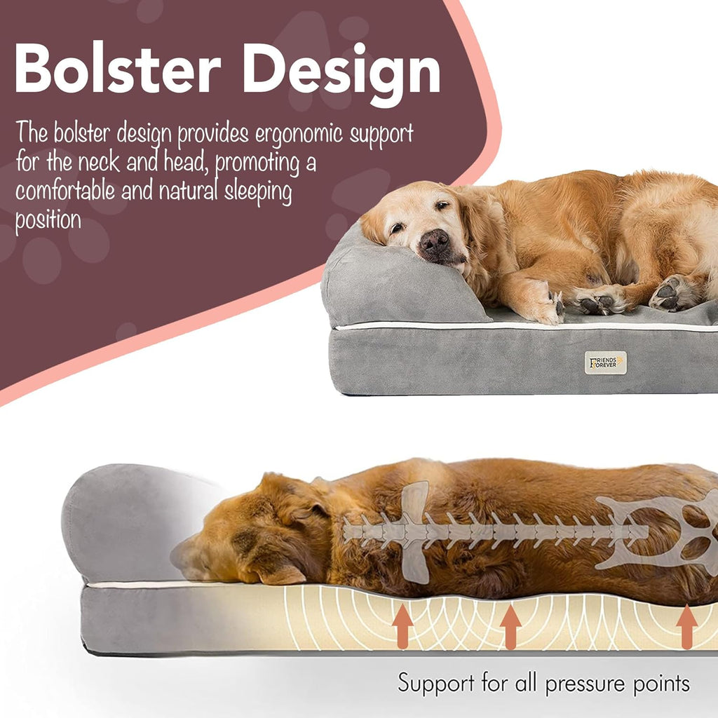 Orthopedic Dog Bed, Memory Foam Pet Sofa, Calming Dog Couch, Water Resistant Pet Bed, Washable Cover, Non-Slip Bottom, Chester, Cocoa Brown, 25" X 20" X 5.5"